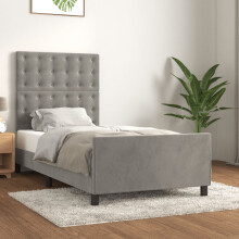 vidaXL sengestel uden madras lysegrå 90x190 cm fløjl