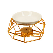 Goldenes geometrisches Teelichthalter-Set – Eisen & Keramik