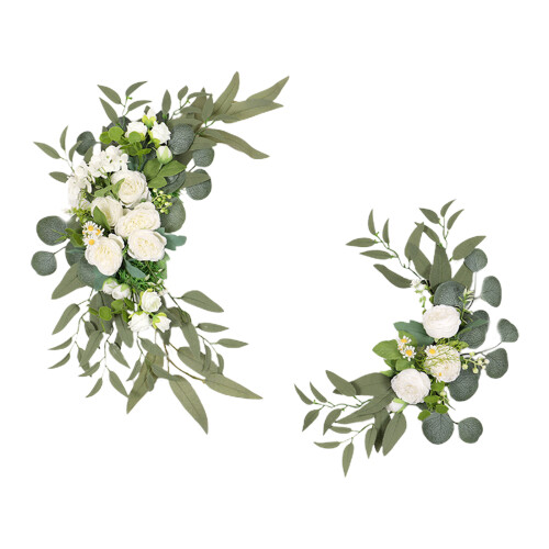 Artificial Silk Flower Lintel Wreath60x35cm & 40x30cm (2