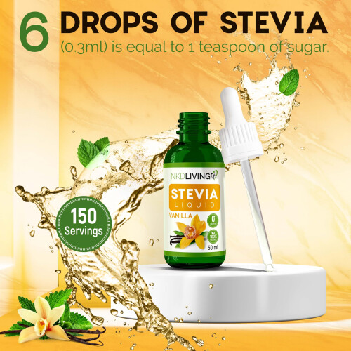 NKD Living Stevia Liquid Drops 50ml (New Label Design) - Vanilla 1