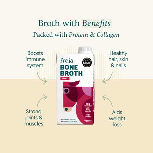 Freja Beef Bone Broth  GrassFed  Collagen Protein  Amino Acids  Low Ca 1
