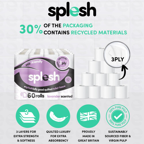 Cusheen Splesh by Cusheen Toilet Roll 60 Rolls 1