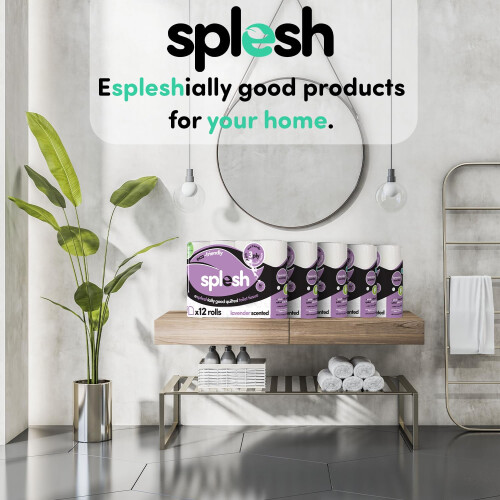 Cusheen Splesh by Cusheen Toilet Roll 60 Rolls  Lavender Scent Bulk Family Pac 2