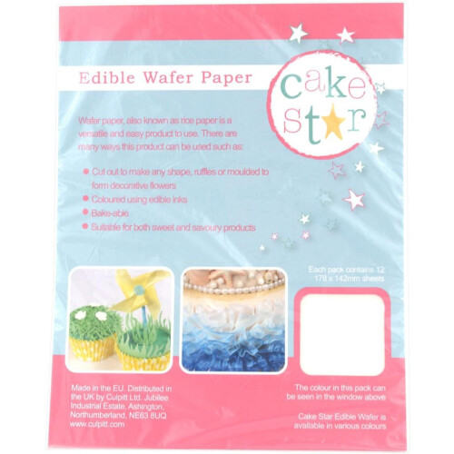 Cake Star 18 x 14cm White Wafer Paper - 12 Sheets 2