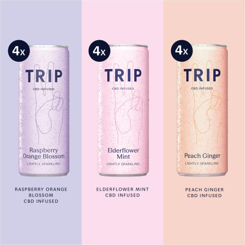 TRIP CBD Drink Sparkling Mixed Pack Fizzy Drink Low Calorie Vegan Pack 1