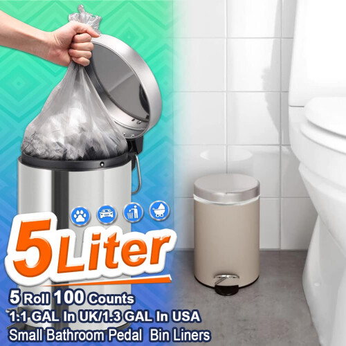 5Liter Bin Liners 100 Counts Small Bin Bags AOSULI 3 1