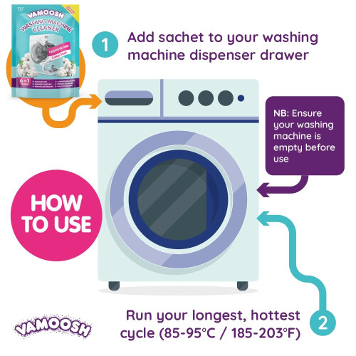 Vamoosh 6-in-1 Washing Machine Cleaner, Dissolves Hair, Eliminates 1