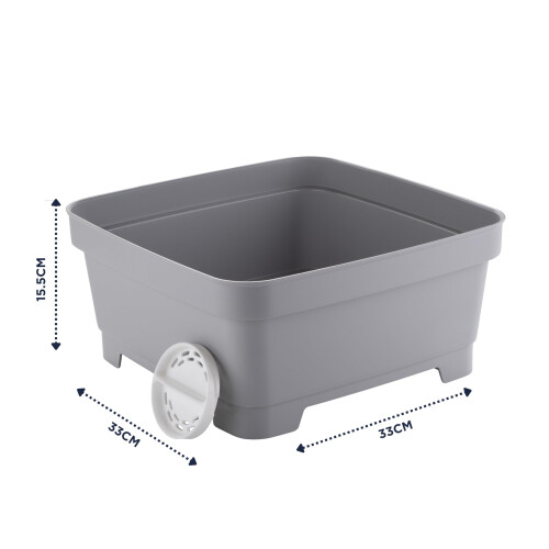 Minky Minky Washing Up Bowl with Sink Plug Strainer Multipurpose Square Basin Gre 1