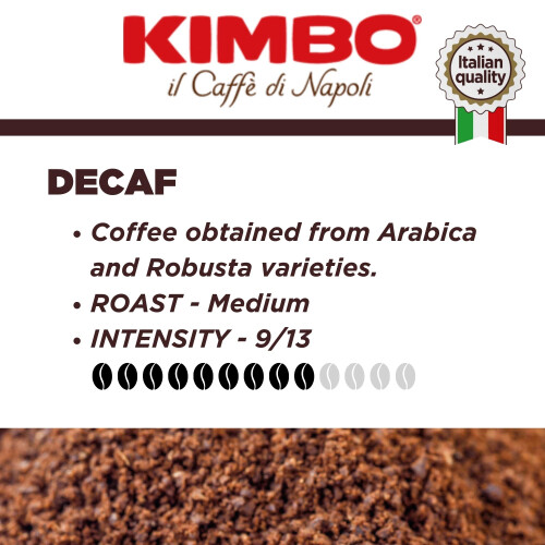 Kimbo Coffee Decaf Ground 5 x 250g Multipack  Decaffeinated Ground Italian 2