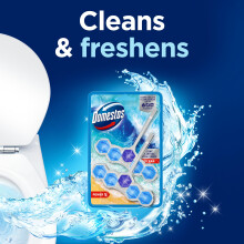 Domestos Power 5 Ocean Toilet Rim Blocks toilet freshener with a longl