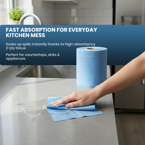Meown Blue Roll  Pack of 6 Premium Centrefeed Rolls  Durable  Versatile  2P 2