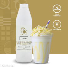 Simply White Chocolate with Hazelnut Flavouring Topping Sauce Ready to