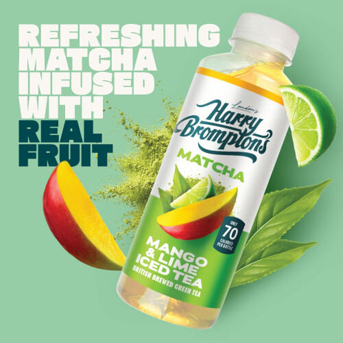 Harry Bromptons Iced Tea  Matcha Mango  Lime 12x500ml Bottles  Made with or 1