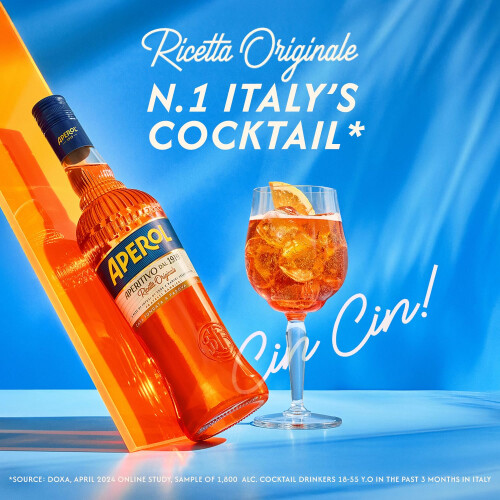 Aperol Aperitivo 70CL - 11% ABV - The unmistakable orange-coloured, 2