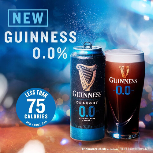 Guinness Draught 0.0 Alcohol Free Stout | 0% vol | 24 x 440ml | 2