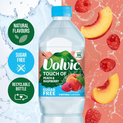 Volvic Touch of Fruit Peach & Raspberry Sugar Free Still Flavoured 1