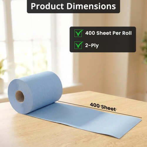 Aspect Blue Roll Pack of 6024000 Sheets Centrefeed 2 Ply Kitchen Rolls Embo 1