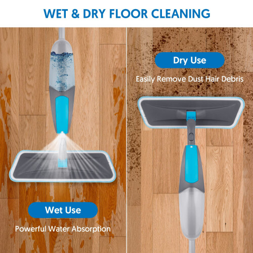 Spray Mops for Cleaning Floors - BPAWA Microfibre Floor Mop Flat Dry 1