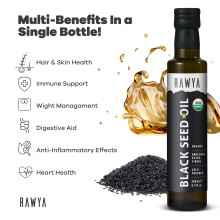 RAWYA Organic ColdPressed Black Seed Oil 250ml Turkish Black Cumin Kal