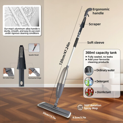 Microfibre Spray Mops for Floors Cleaning, 360 Degree Rotating Floor 2