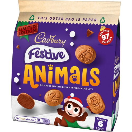 Cadbury Cadbury Festive Animal Shaped Biscuits w/ a Chocolate Base, Limited 2