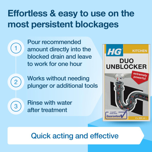 HG HG Duo Unblocker  Clears Blocked Kitchen  Bathroom Sinks  Drains  2 x 2