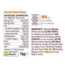 Pip Nut Smooth Almond Butter 1kg Natural Nut Butter No Palm Oil No