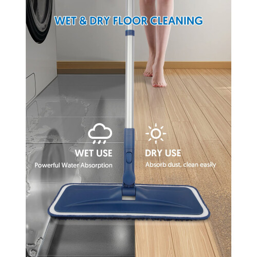 Microfibre Mops for Cleaning Floors - BPAWA 150cm Flat Floor Mop with 1