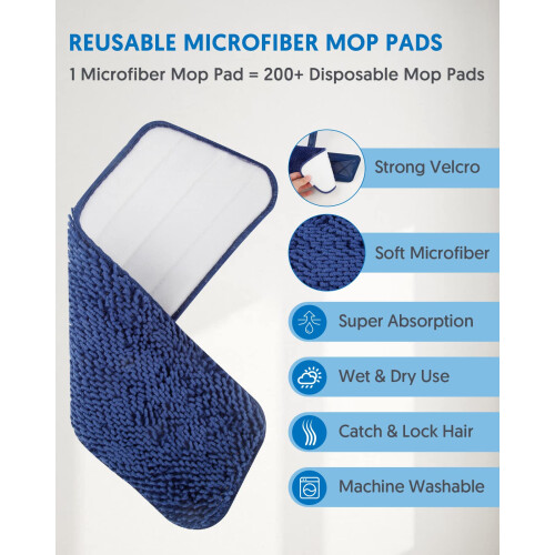 Microfibre Mops for Cleaning Floors - BPAWA 150cm Flat Floor Mop with 2