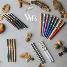 Wordsworth & Black - Fountain Pen Set, Extra Fine Nib, 24 Ink Cartridges, Ink Refill Converter and Gift Box, Chrome Finish, Calligraphy, Imperial Blue