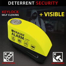KRASER WA6Y Alarm Disc Lock, Reinforced Disc Brake Lock with 3 keys (others 2), Heavy Duty Anti-Theft Motorcycle Lock with Alarm,110dB, Weather-Resist