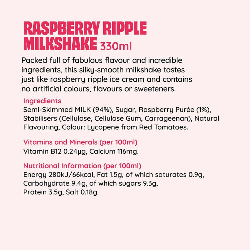 Shaken Udder Raspberry Ripple Milkshake 8x330ml 2