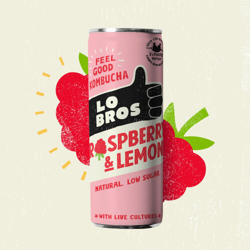 Lo Bros Kombucha  Raspberry  Lemon  Sparkling Refreshing Drink with Na 2