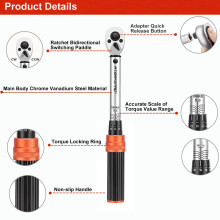 ATsafepro Bicycle Torque Wrench Set 5-25 Nm, 1/4 Inch Drive Click Torque Wrench Set with Dual Direction Adjustable 72 Tooth for Bike and Motorcycle Ma