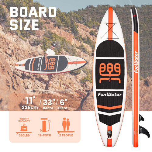 FunWater SUP Inflatable Stand Up Paddle Board 11' Ultra-Light with 1
