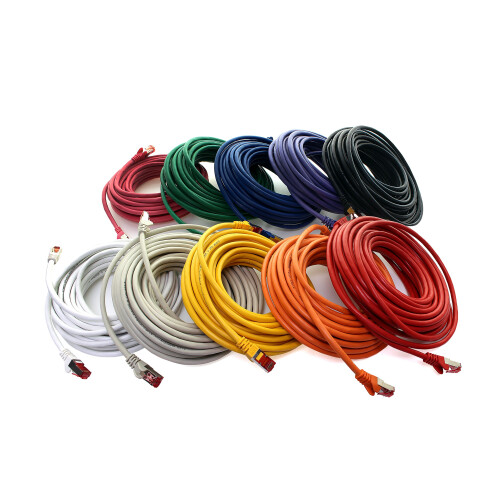 1aTTack.de - 10x 15m CAT6 patch cable S/FTP PIMF shielding CAT.6 RJ45 network cable Ethernet cable DSL LAN router switch modem patch panel - 10 colors