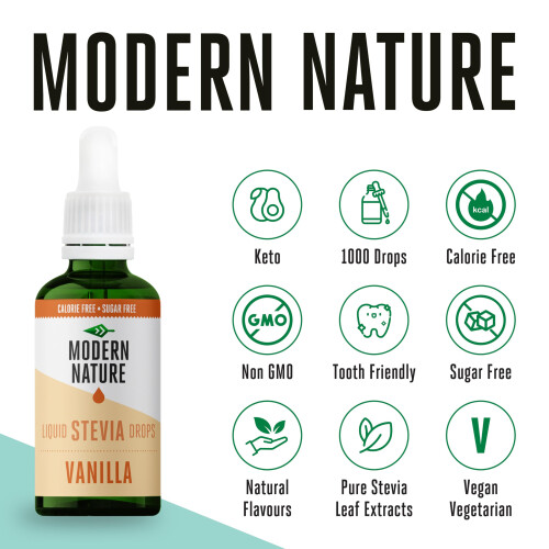 Modern Nature Vanilla Flavour Drops | Sugar Free Coffee Syrup, Liquid 2