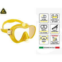 Cressi F1 Frameless Diving Mask - Anti-Fog Tempered Lens - Snorkel Mask For Adults & Scuba Diving - Micrometric Buckles Fit - Yellow - One Size