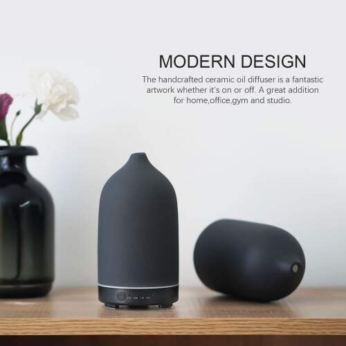 TiffBox Essential Oil Diffuser Ceramic Diffusers for Essential Oils Handcrafted Ultrasonic Cool Mist Humidifier Aromatherapy Diffuser Waterless Auto S 1