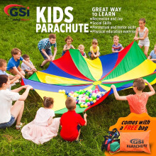 GSi Kids Play Parachute Rainbow Parachute Toy Tent Game for Children Gymnastics