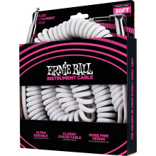 Ernie Ball 30 ft Coiled Straight / Angle Instrument Cable - White