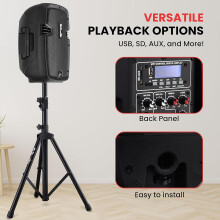 Pyle Powered Bluetooth PA Speaker Kit, Active and Passive 350W Loudspeakers with Wired Microphone, Speaker Stands, Remote Control, Portable Karaoke Ma