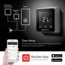Honeywell Home T6 Wired Smart Thermostat - Black - Touchscreen Heating Control with Geofencing, Alexa, Apple & Google - 868 MHZ - Easy Install & App S