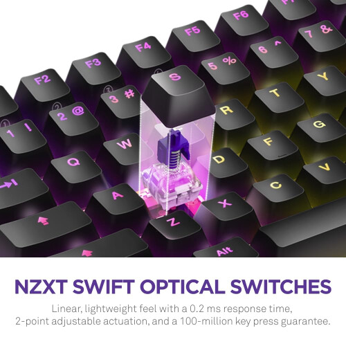 NZXT Function 2 MiniTKL | 2024 Compact Tenkeyless Optical Gaming Keyboard |Illuminated RGB | 8K Polling Rate | Linear Optical Switches | Adjustable Ac 1