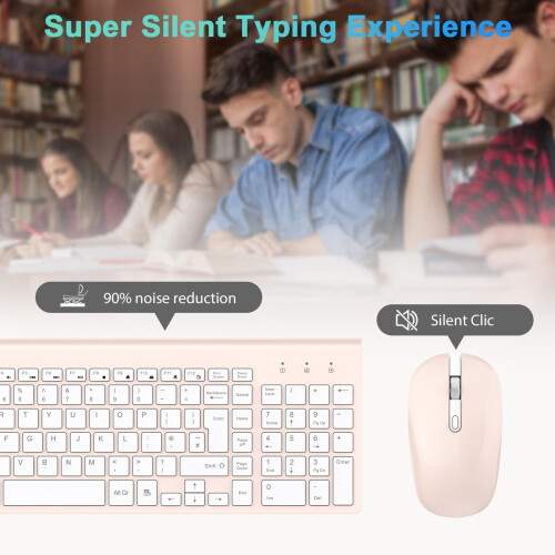 Wireless Keyboard Mouse Combo, cimetech Compact Full Size Wireless Keyboard and Mouse Set 2.4G Ultra-Thin Sleek Design for Windows, Computer, Desktop, 1