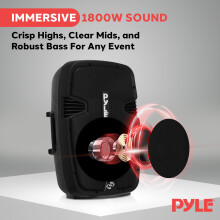 Pyle Wireless Portable PA Speaker System - 1800W High Powered Bluetooth Compatible Active + Passive Pair Outdoor Sound Speakers w/USB SD MP3 AUX - 35