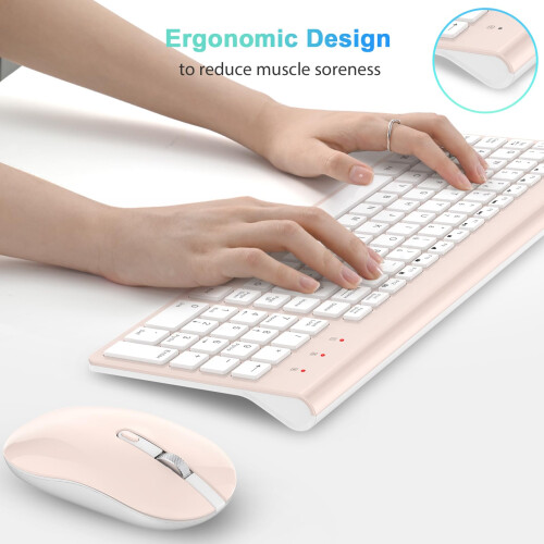 Wireless Keyboard Mouse Combo, cimetech Compact Full Size Wireless Keyboard and Mouse Set 2.4G Ultra-Thin Sleek Design for Windows, Computer, Desktop, 2