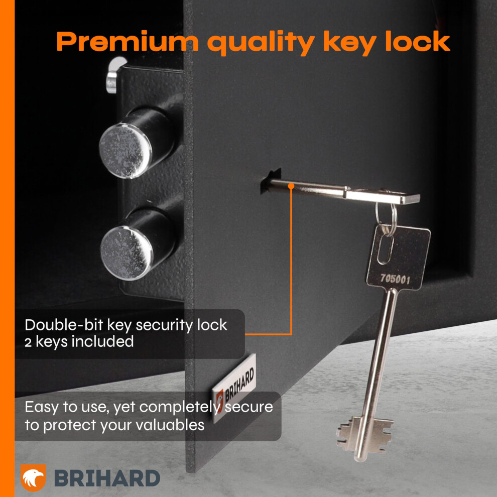Brihard Home Key Lock Safe 20X31x20cm, Small Security Box With Keys 11L, Jewellery & Money Safe With Key Lock Only, Mini Lockable Safes For Home 5007182346419