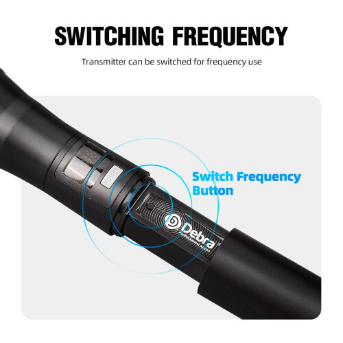 D Debra UHF Wireless Mic System, 4x16 Adjustable Channels, Dynamic Handheld Mics, Auto Frequency Sync, 80m Range for Vocals, Karaoke (4 Mics) 2