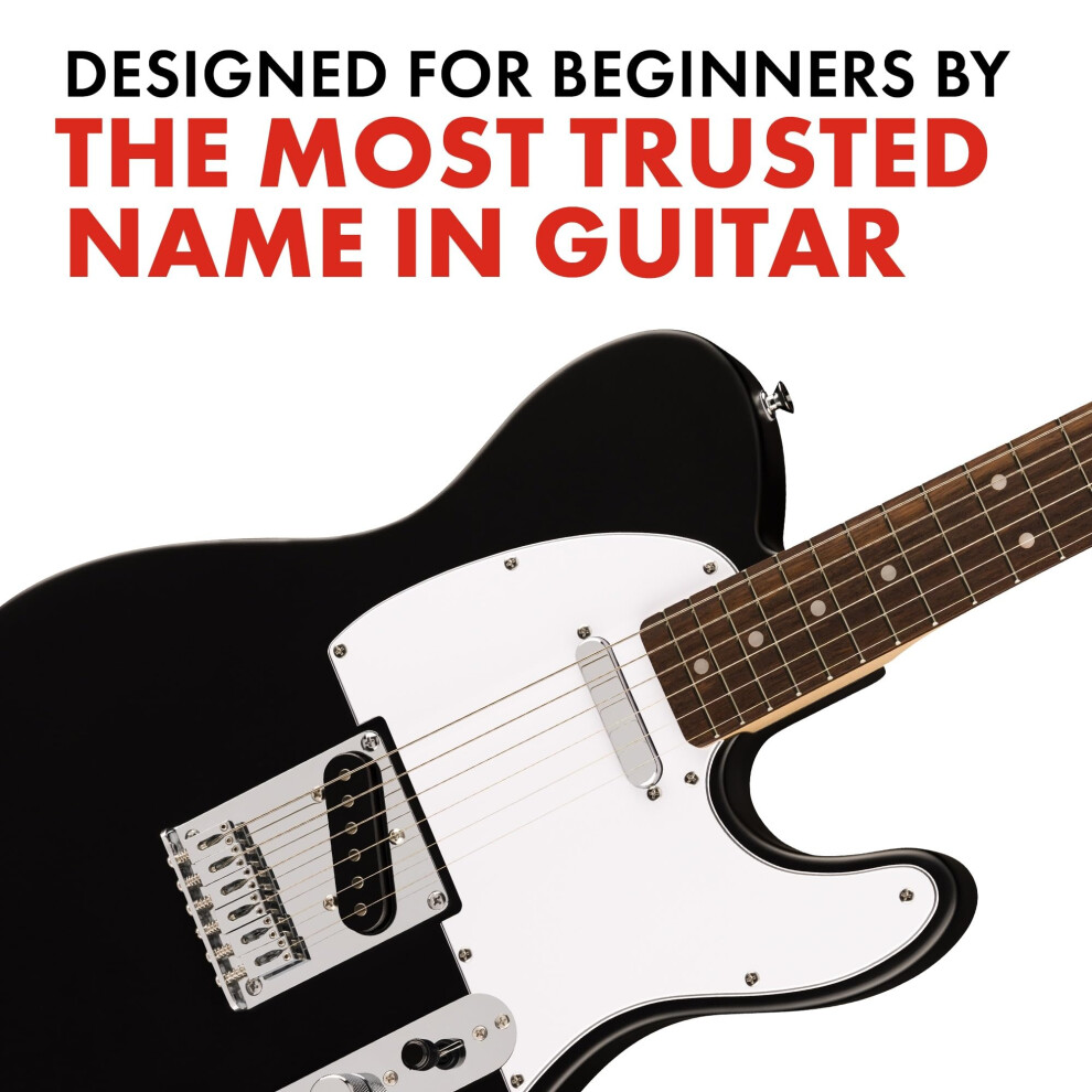 Fender Squier By Debut Collection Telecaster Electric Guitar, Laurel Fingerboard, White Pickguard, Black